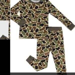 Kids Camo Bamboo Long Sleeve Pajama Set - Green Camo